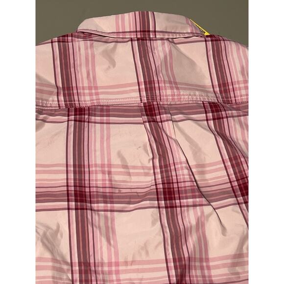 Eddie Bauer Short Sleeve Adventure Shirt Peach Starling Plaid Womens M *READ* - Picture 12 of 12